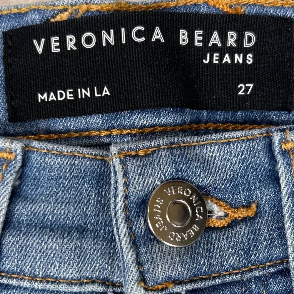 Veronica Beard Carly Kick Flare High Rise 27 Denim Jean Modern Minimalist